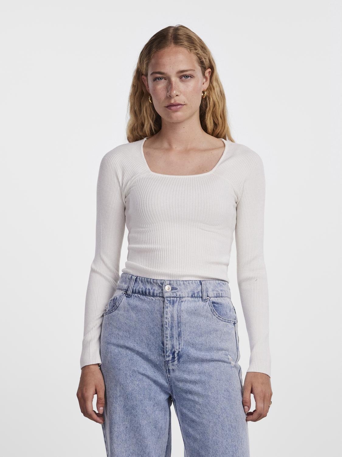 Camisola PCKALU Pieces Cloud Dancer 1