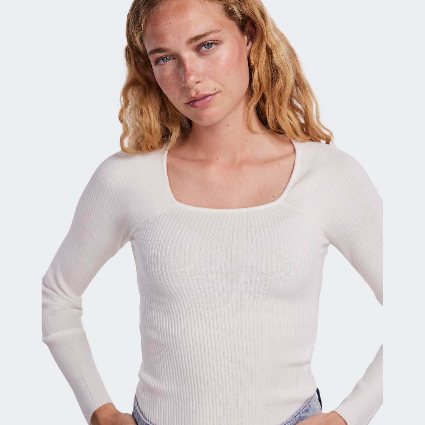 Camisola PCKALU Pieces Cloud Dancer 0