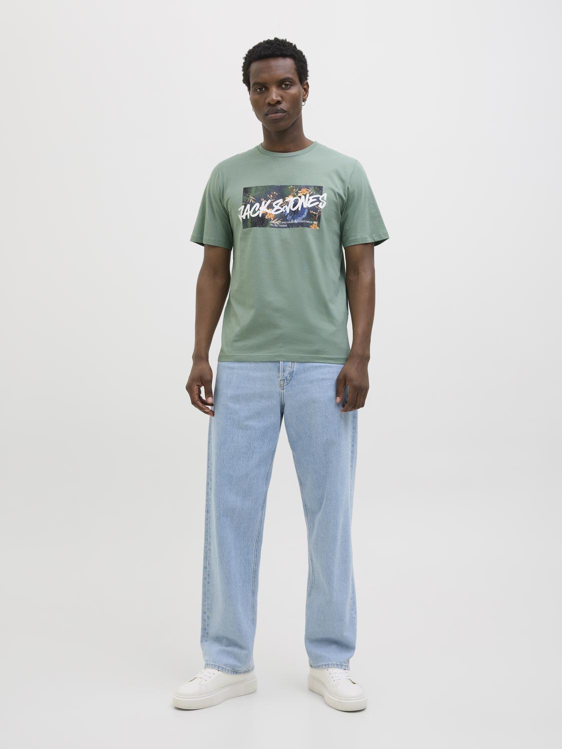T-shirt JJHAWAII Jack&Jones Iceberg Green 4