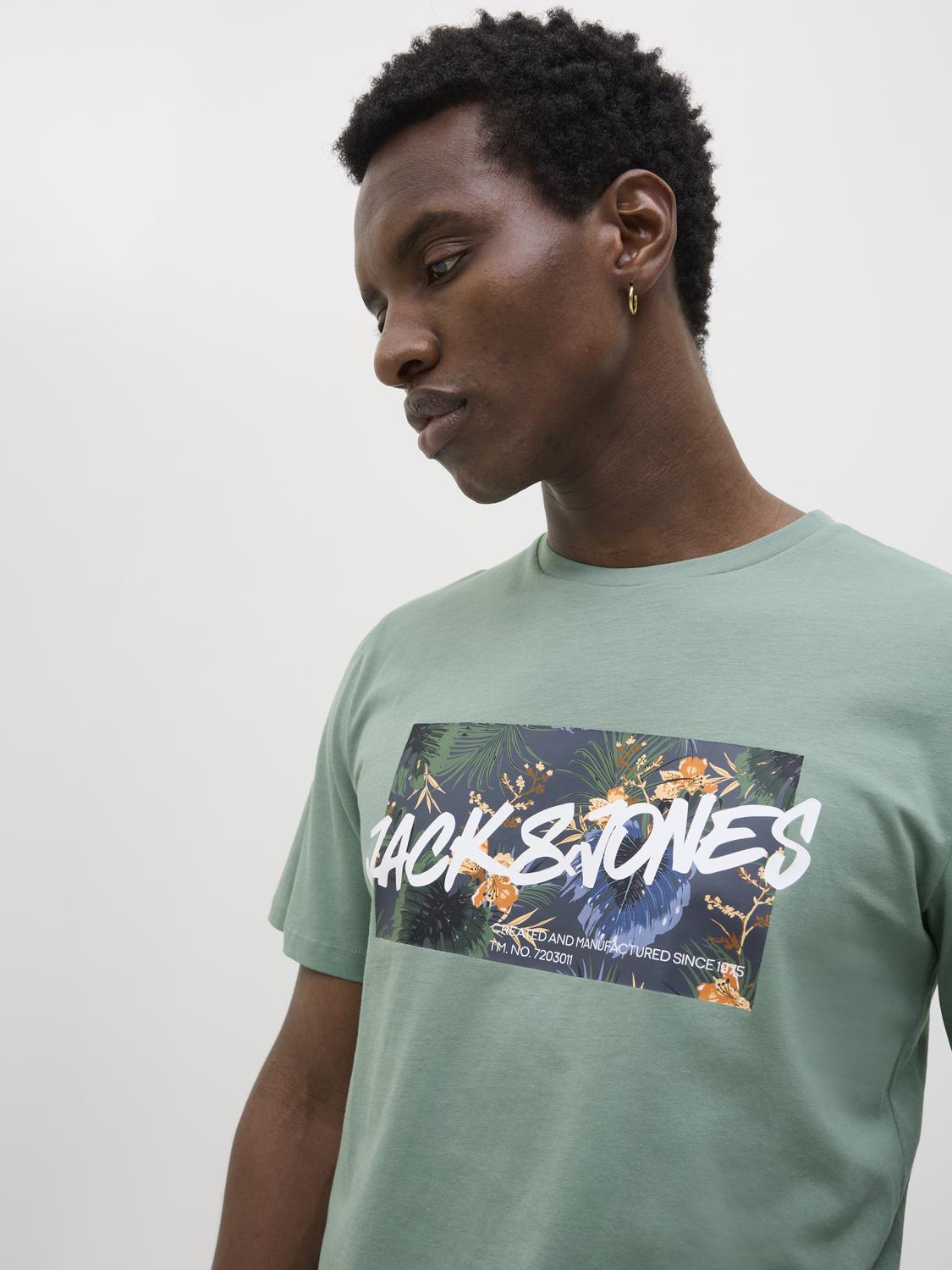 T-shirt JJHAWAII Jack&Jones Iceberg Green 2