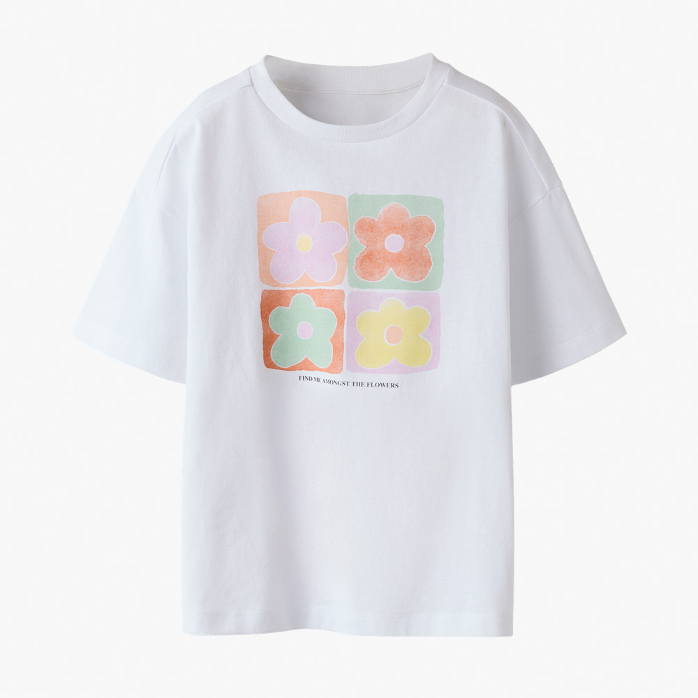 T-shirt NKFFIE Name It White Flowers 1