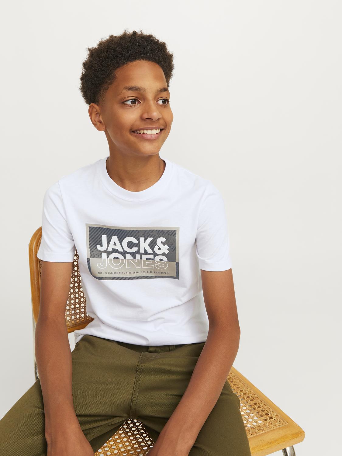 T-shirt JCOLOGAN Jack&Jones Júnior White 1