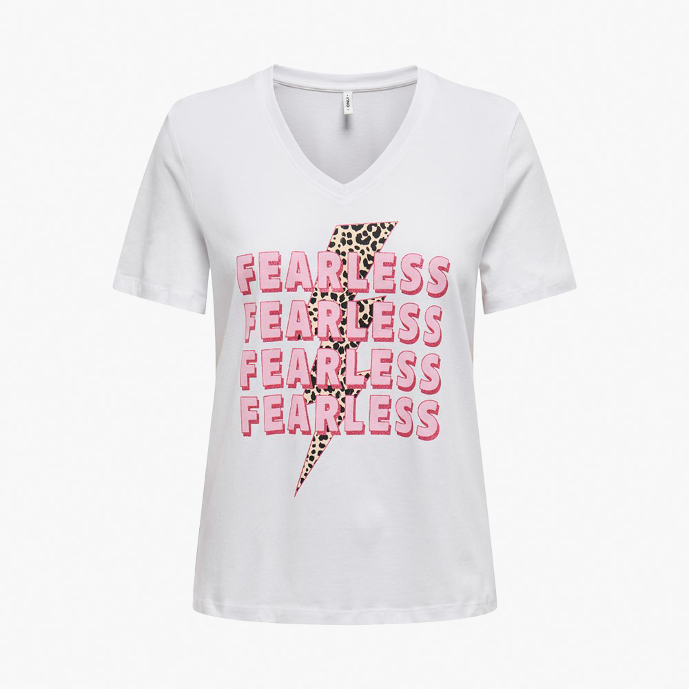 T-shirt ONLHENNY Only White Fearless 0