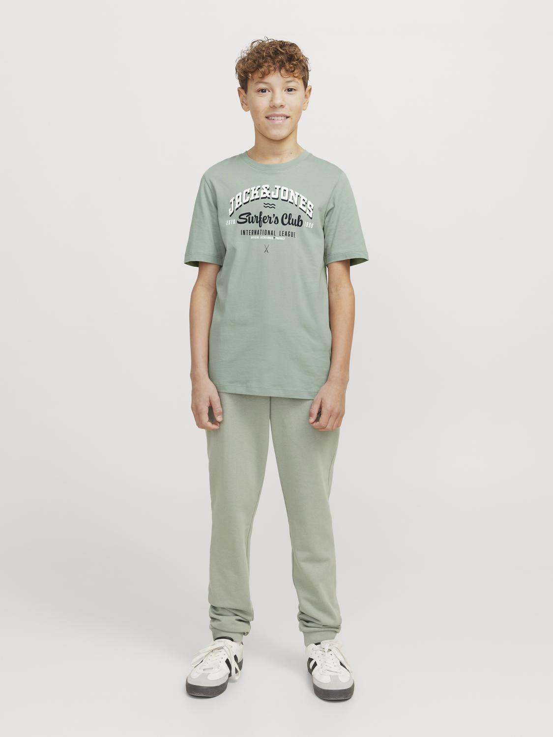 T-shirt JJELOGO Jack&Jones Júnior Iceberg Green 4