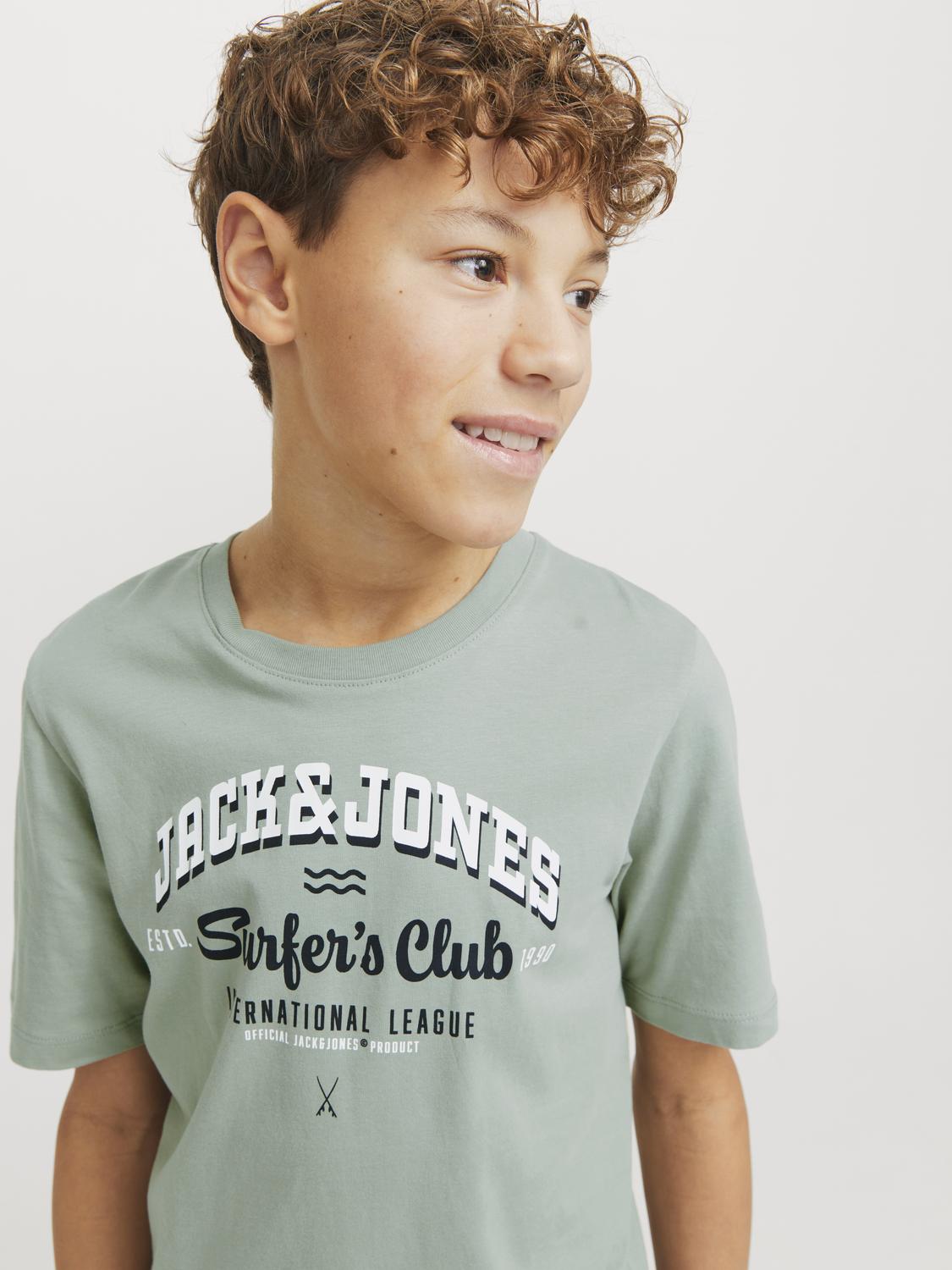 T-shirt JJELOGO Jack&Jones Júnior Iceberg Green 1