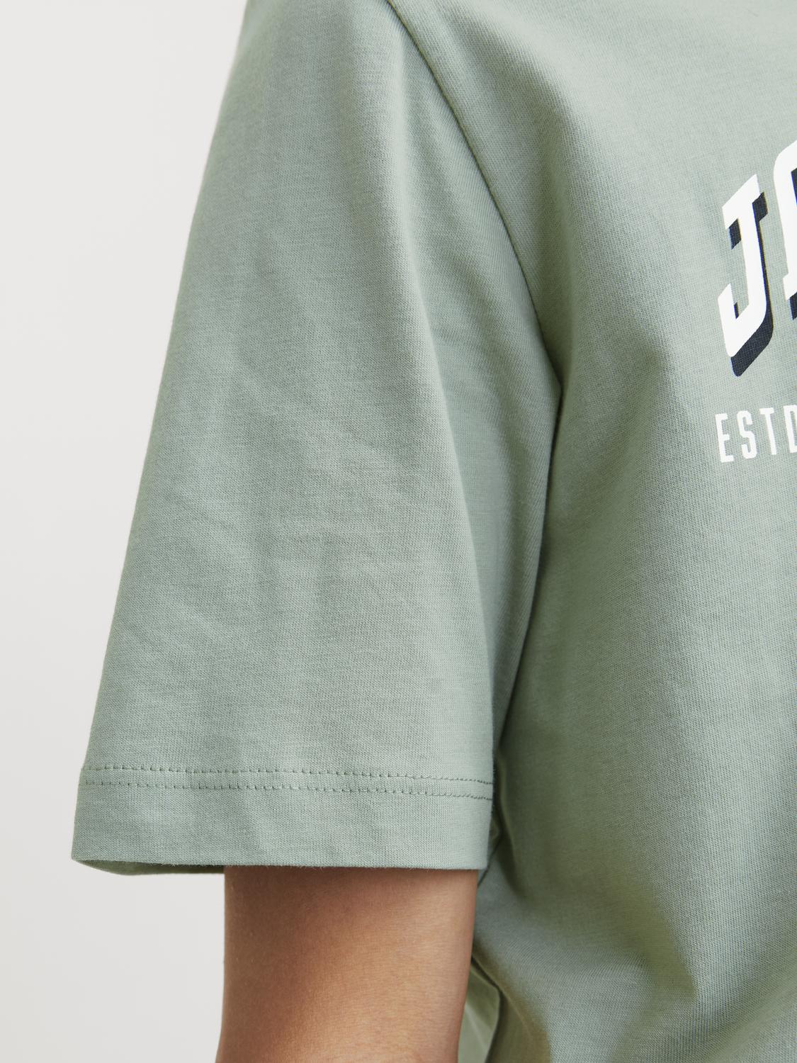 T-shirt JJELOGO Jack&Jones Júnior Iceberg Green 3