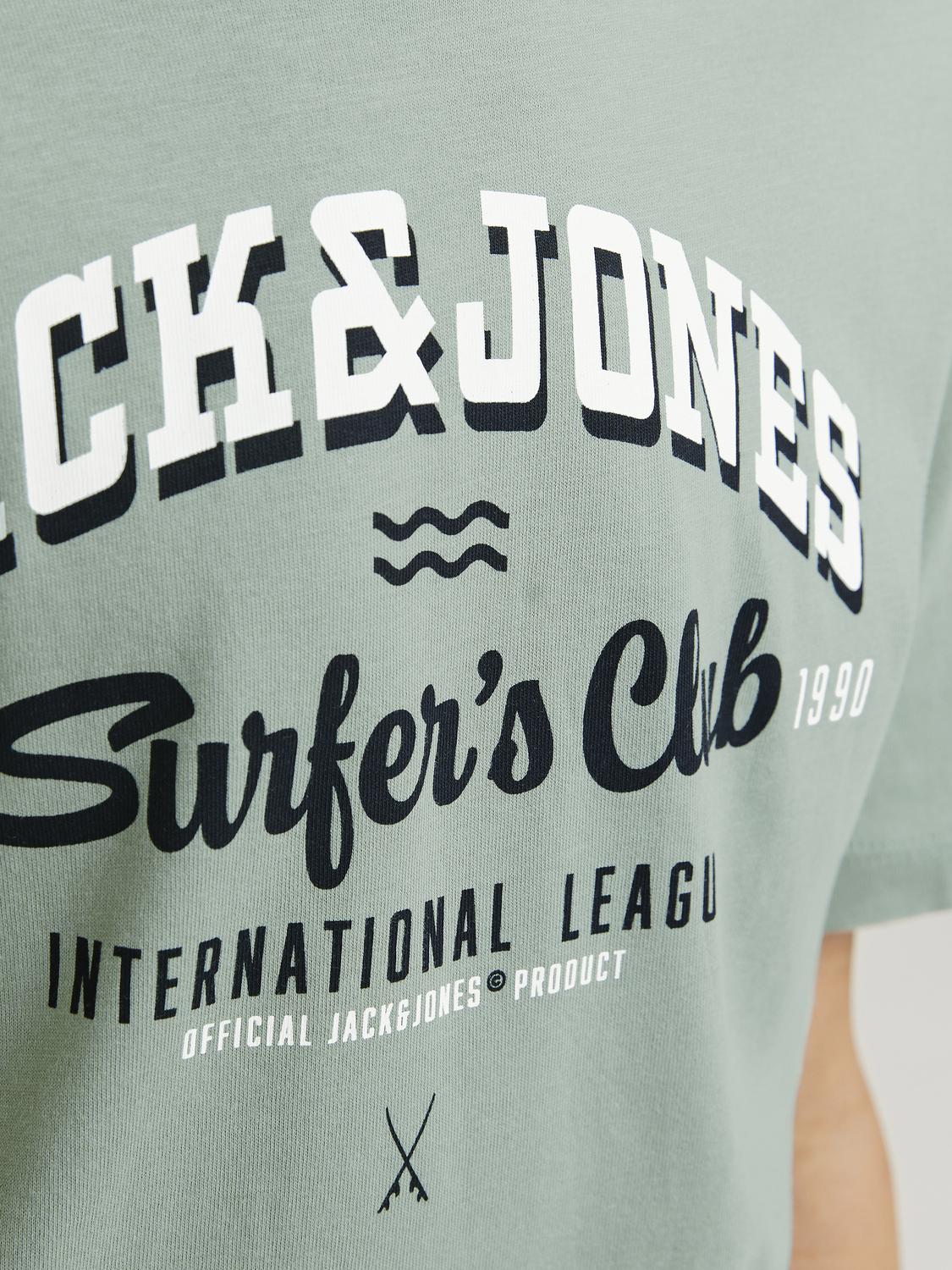 T-shirt JJELOGO Jack&Jones Júnior Iceberg Green 2