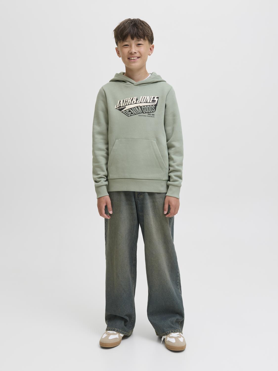 Sweatshirt JJELOGO Jack&Jones Júnior Iceberg Green 3