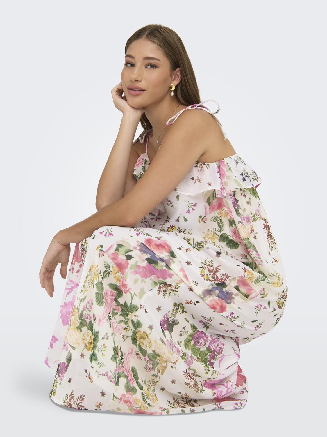 Vestido ONLMILLA Only Cloud Dancer Patchwork Flowers 1