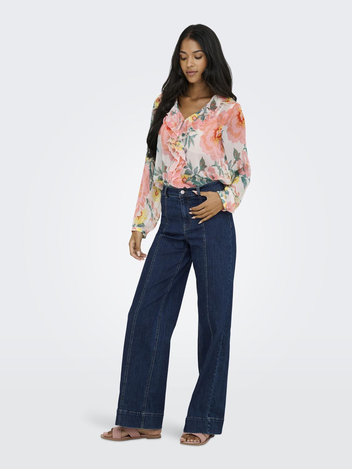 Blusa ONLMILLA Only Cloud Dancer Big Flowers 2