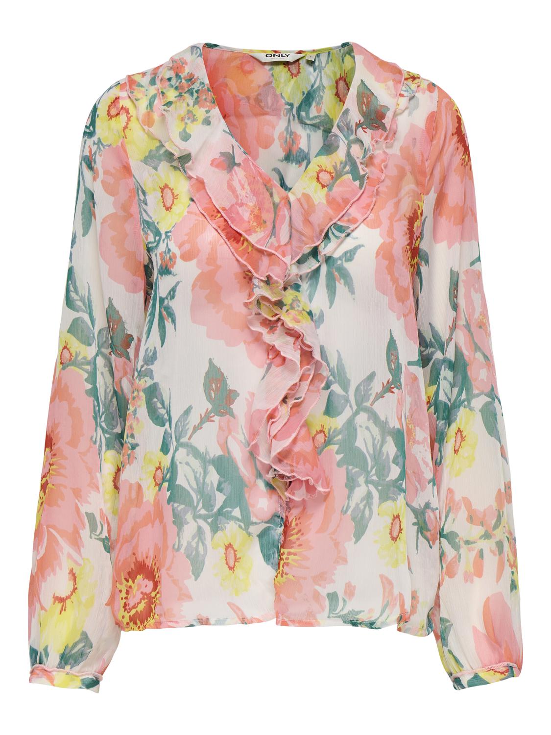 Blusa ONLMILLA Only Cloud Dancer Big Flowers 3