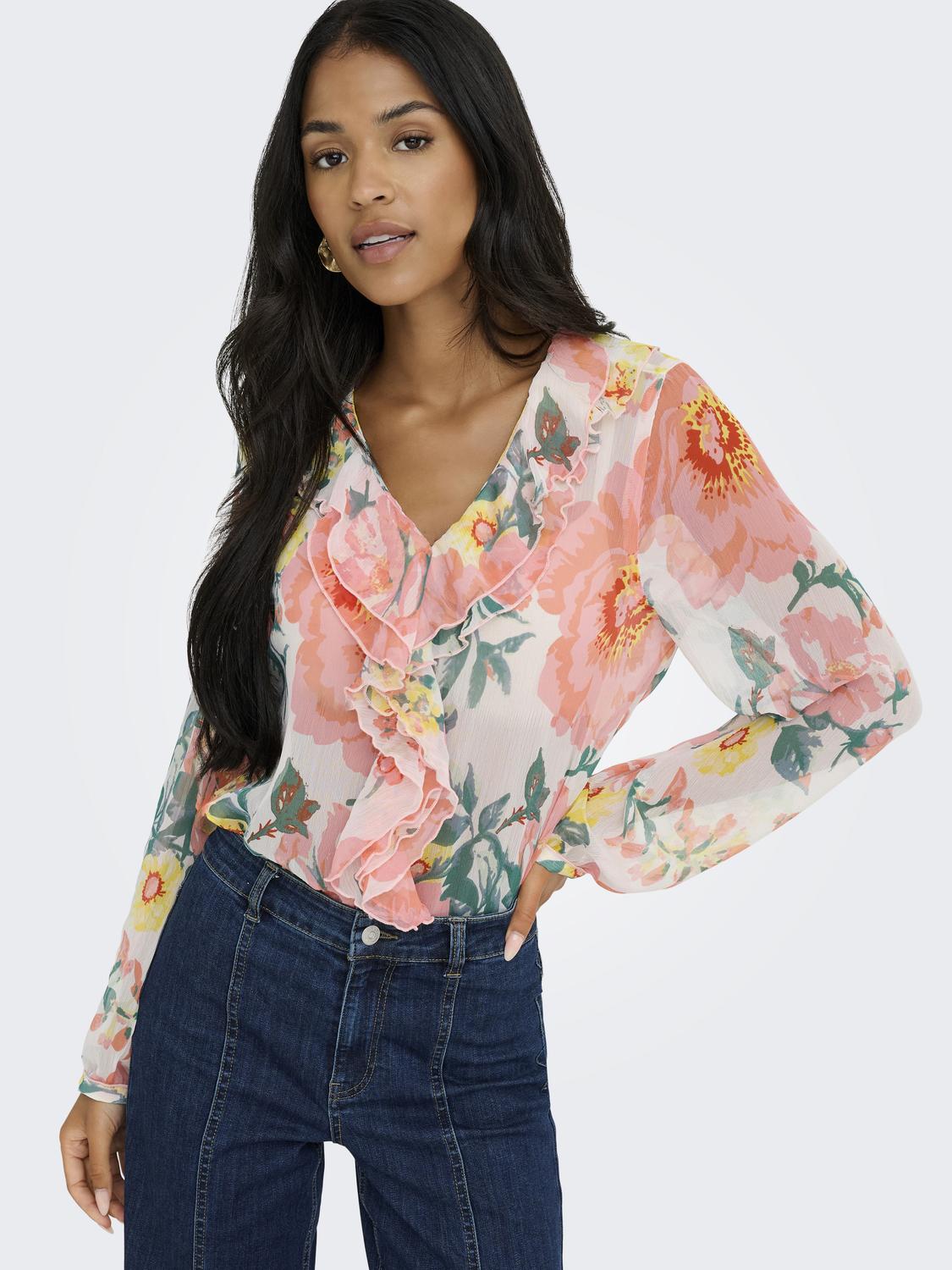 Blusa ONLMILLA Only Cloud Dancer Big Flowers 1