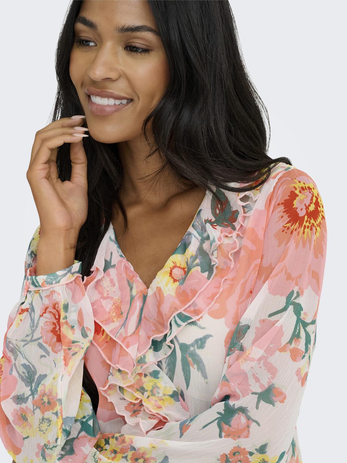 Blusa ONLMILLA Only Cloud Dancer Big Flowers 0