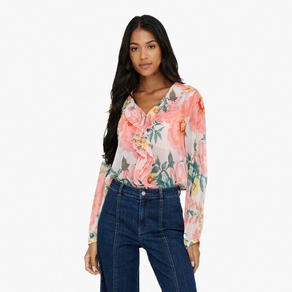 Blusa ONLMILLA Only Cloud Dancer Big Flowers 4