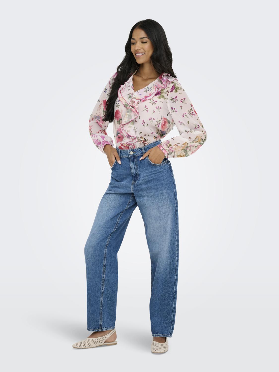 Blusa ONLMILLA Only Cloud Dancer Patchwork Flowers 3