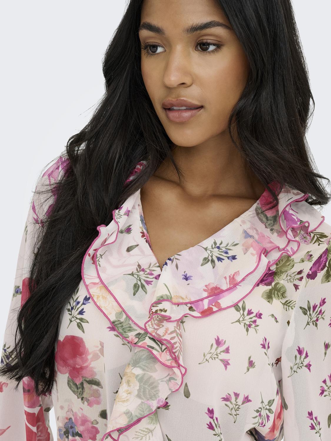 Blusa ONLMILLA Only Cloud Dancer Patchwork Flowers 1