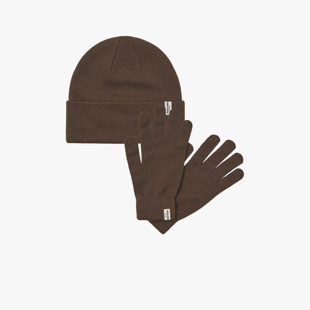 Conjunto Luvas e Gorro Jack&Jones Chocolate 0