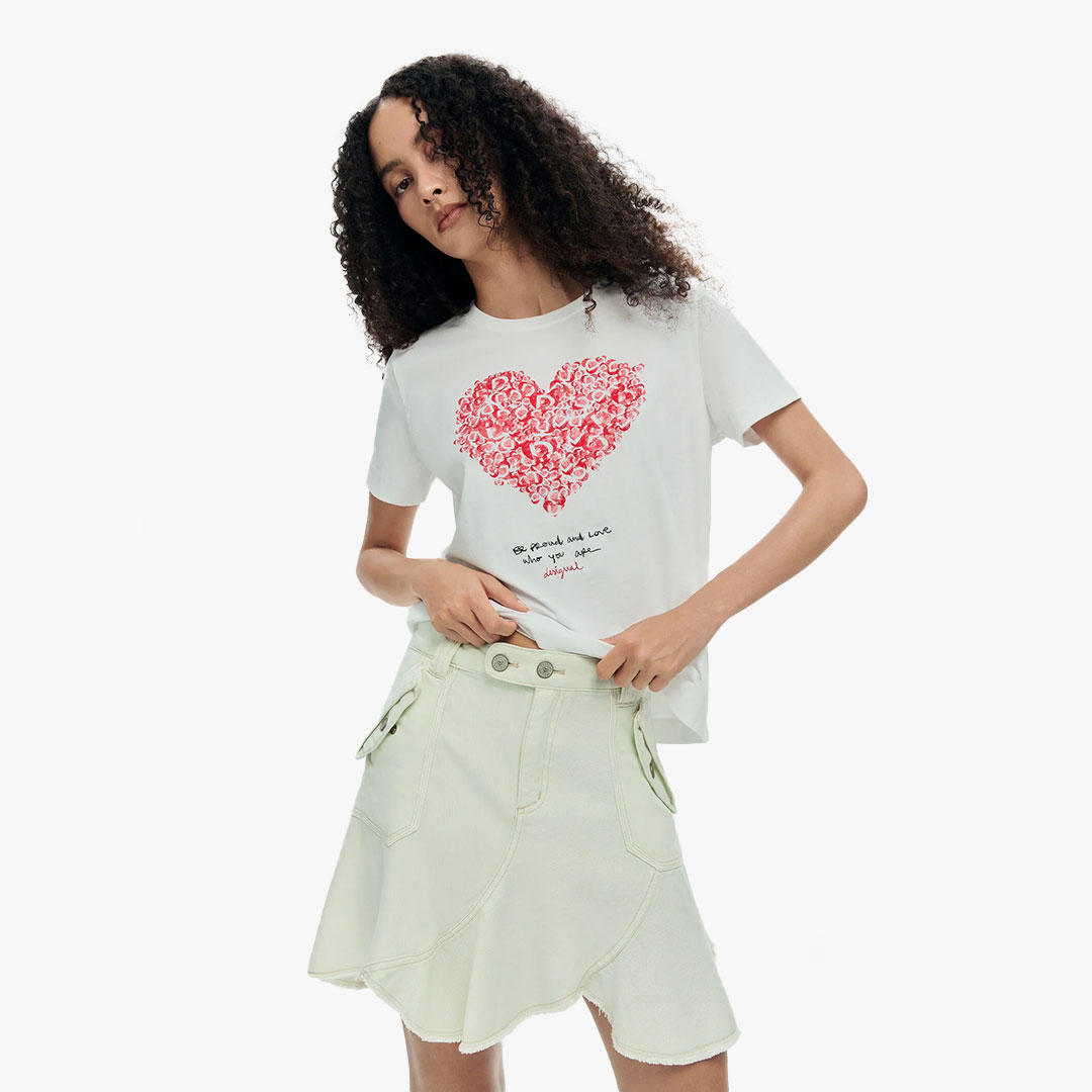 T-shirt HEART Desigual White 1