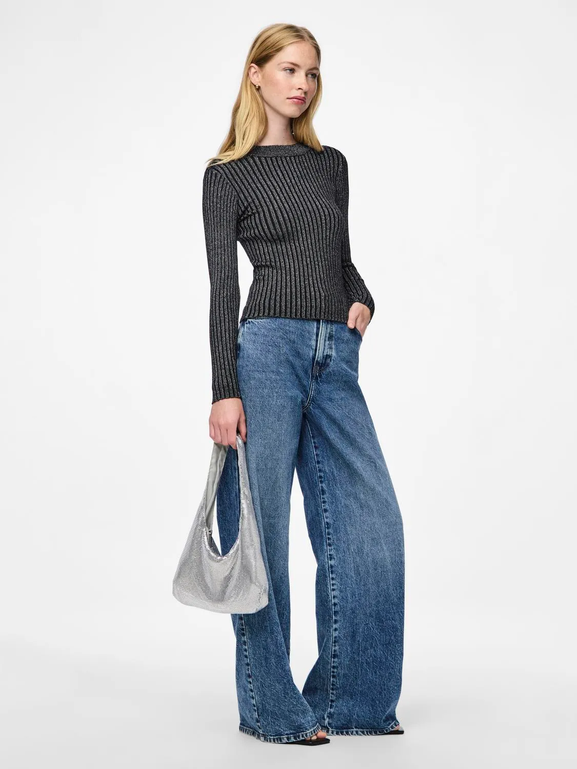 Camisola PCCRISTA Pieces Black Silver 2